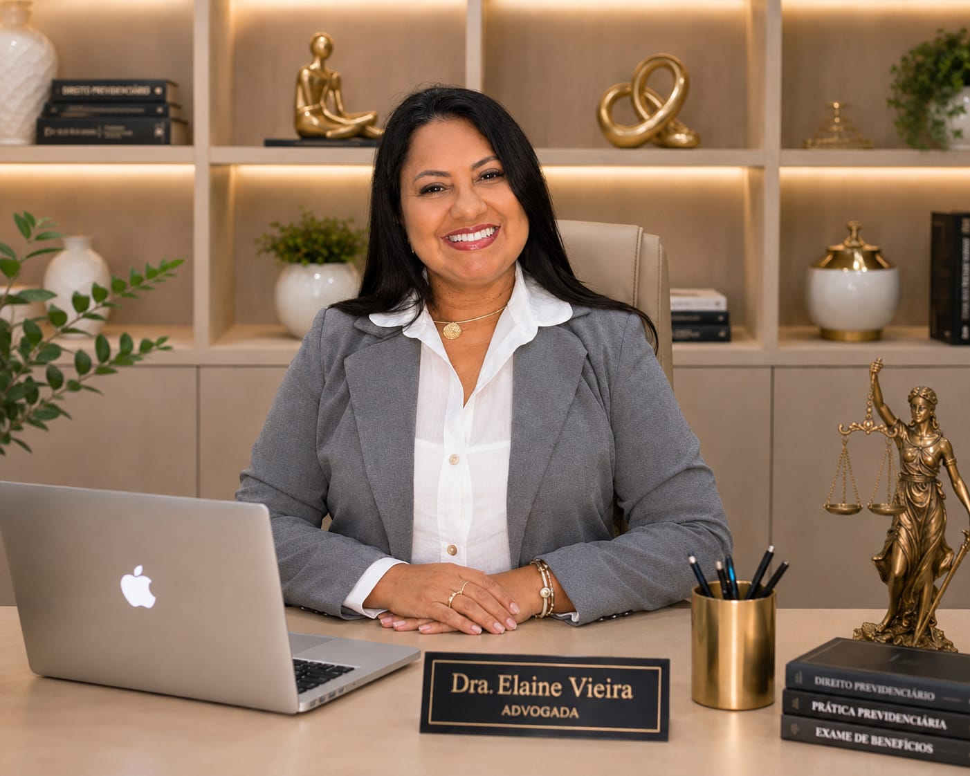 Dra. Elaine Vieira em seu escritório